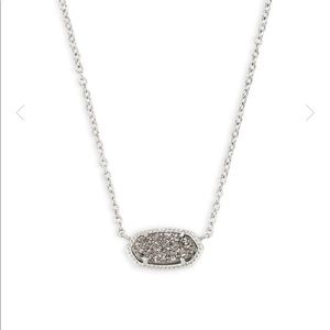 Kendra Scott Silver Elisa Necklace Platinum Drusy